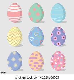 Happy easter eggs set of color. illustration vector