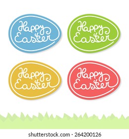 Happy easter eggs set, graphic labels