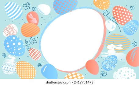 Happy Easter Eggs template with empty copy space for text. Minimal greeting card and banner design