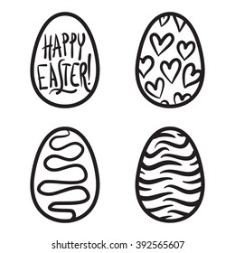 Happy Easter eggs vector card illustration hand drawn with easter eggs. Easter Sunday holiday. 