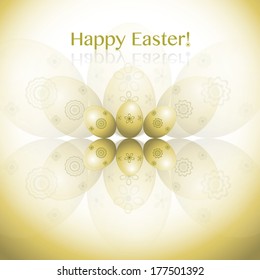 Happy Easter eggs. Vector illustration of golden Easter eggs on golden background. Happy Easter day!