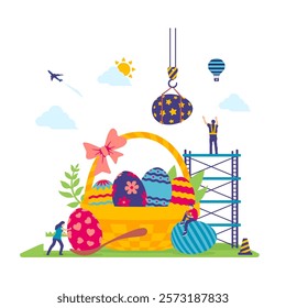 Happy easter (easter eggs) vector illustration 