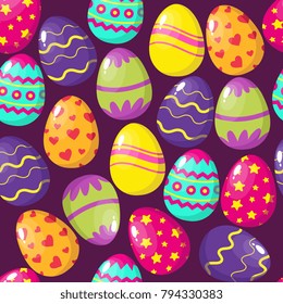 Happy easter eggs vector seamless pattern. Easter pattern background illustration