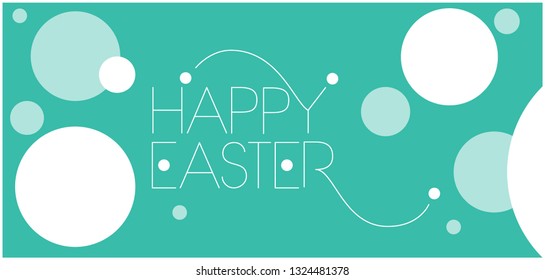 Happy Easter - elegant hand drawn lettering on turquoise background. Flat vector illustration for invitations, greetings, prints, cards, posters, flyer, banners, easter design and decoration, web.