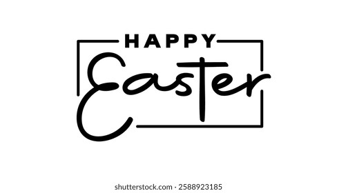 Happy Easter elegant minimalist banner. Message calligraphic design.