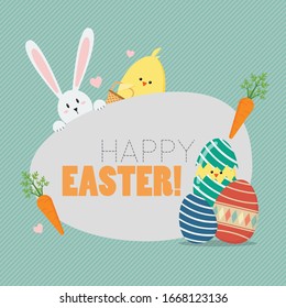 Happy easter with easter elements. Happy Easter greeting card vector illustration