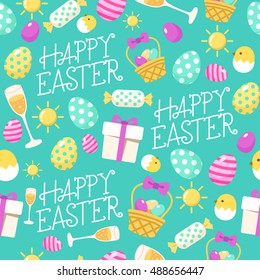 Happy Easter Elements : Seamless Pattern : Vector Illustration