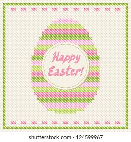 Happy Easter embroidery cross-stitch greeting card.