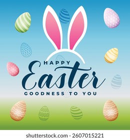 Happy Easter with ester egg and bunny ears 