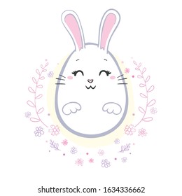 Happy Easter everyone. Big easter egg with bunny ears.