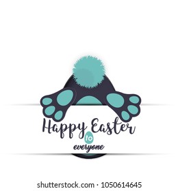 Happy Easter To Everyone. Funny Greeting card. Easter egg shaped paper cut layout.Vivid colors. Eps 10.