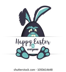Happy Easter To Everyone. Funny Greeting card. Easter egg shaped paper cut layout.Vivid colors. Eps 10.