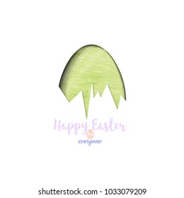 Happy Easter Everyone. Greeting card design with broken egg shaped paper cut layout. Vector Eps10