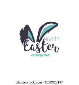 Happy Easter everyone. Typographical vector greeting card.Eps 10.
