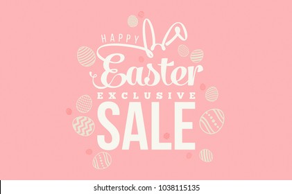 Happy Easter Exclusive Sale text as Pascha logotype, badge and icon,postcard, invitation, poster, banner template, lettering, typography