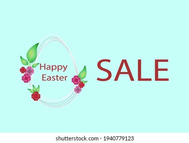 Feliz Pascua Exclusiva Venta de texto insignia e icono, postal, invitación, afiche, plantilla de banner, letras, tipografía sobre fondo azul pastel.