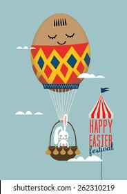 Happy Easter Festival/ egg hot air balloon poster/ egg celebration/ baby shower theme design