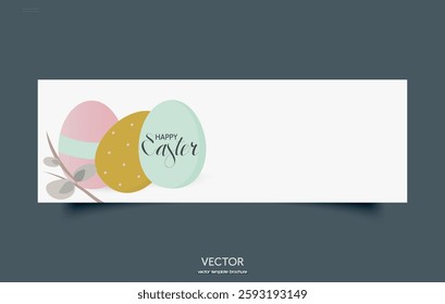 Happy Easter. Festive banner with eggs.