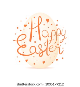 Happy Easter. Festive card design with hearts and egg on a background