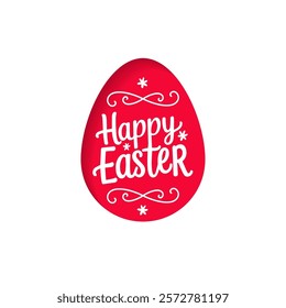 Happy Easter - festive card with floral elements and egg silhouette.