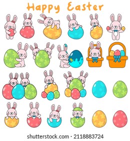 Happy Easter Filled Clipart, Rabbit and Egg