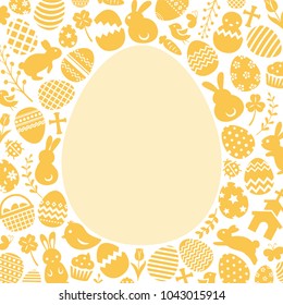Happy easter flat icon frame vector card.