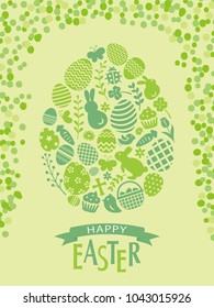 Happy easter flat icon frame vector card.