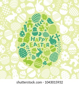 Happy easter flat icon frame vector card.