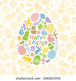 Happy easter flat icon frame vector card.
