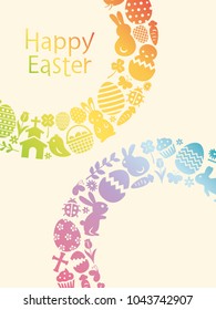 Happy easter flat icon frame vector card.