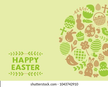 Happy easter flat icon frame vector card.