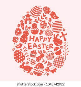 Happy easter flat icon frame vector card.