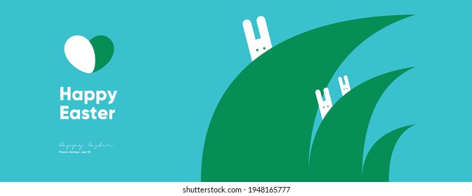 Happy Easter. Flat vector illustration. Abstract backgrounds, geometric patterns for the Easter holiday. Ornament, spring symbols, eggs, rabbit, flowers. Poster, banner, flyer. Egg packaging label.