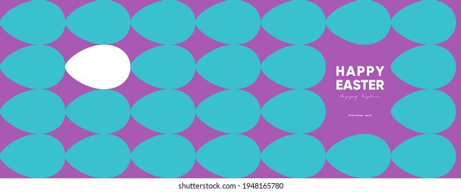 Happy Easter. Flat vector illustration. Abstract backgrounds, geometric patterns for the Easter holiday. Poster, banner, flyer. Egg packaging label. Ornament, spring symbols, eggs, flowers. 