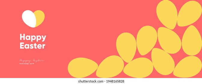 Happy Easter. Flat vector illustration. Abstract backgrounds, geometric patterns for the Easter holiday. Poster, banner, flyer. Egg packaging label. Ornament, spring symbols, eggs, flowers. 