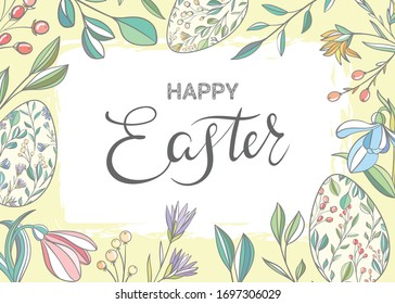 Happy easter. Easter floral banner