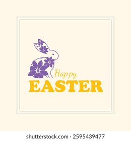 Happy Easter Floral Bunny Vector Illustration
