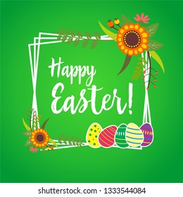 happy easter floral frame 