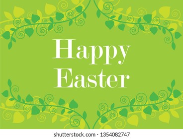 Happy Easter Floral green background vector. Inscription Happy Easter. Happy Easter sign on a green background