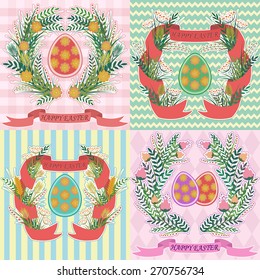 Happy Easter floral wreath collection