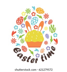 Happy easter floral wreath vector.