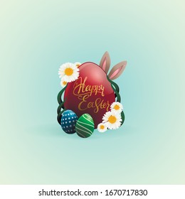 Happy Easter flower. Eggs color. Background vector. Easter bunny for your friends. 