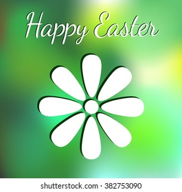 Happy Easter - flower on green blurred background