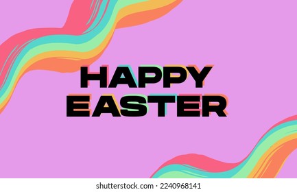 Pascua feliz con el arco iris de la ola fluida para afiches, pancartas, medios sociales, tarjeta de saludo