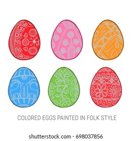 Happy easter - Folk ornament decorated eggs - Vector illustration