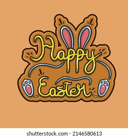 Happy Easter Font Cartoon. Happy Easter Theme. Suitable for Sticker, t-shirt Design, Greeting Card, invitation,  and template other Product.