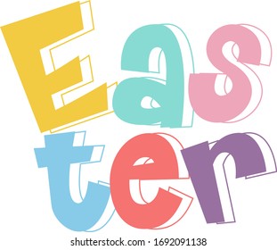 Happy Easter font design on white background illustration