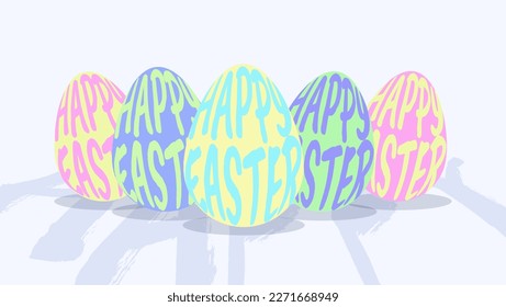 happy easter font distort form an egg. Cool trendy street style with contrast colors.