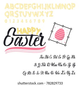 Happy Easter - font. Vector alphabet.Hand Lettering script font. Typography alphabet for Designs: Logos, Packaging Design, Poster. ABC...