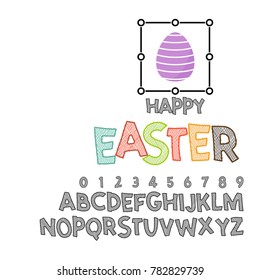 Happy Easter - font. Vector alphabet.Hand Lettering script font. Typography alphabet for Designs: Logos, Packaging Design, Poster. ABC...